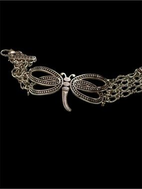Brighton Silver-Tone Dragonfly Multi-Chain Bracelet-Rare